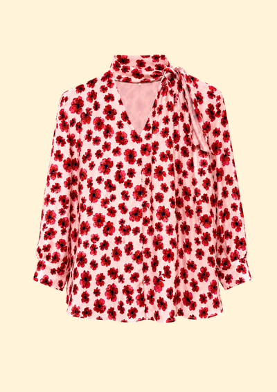 Clara Printed Chiffon Silk Blend Top