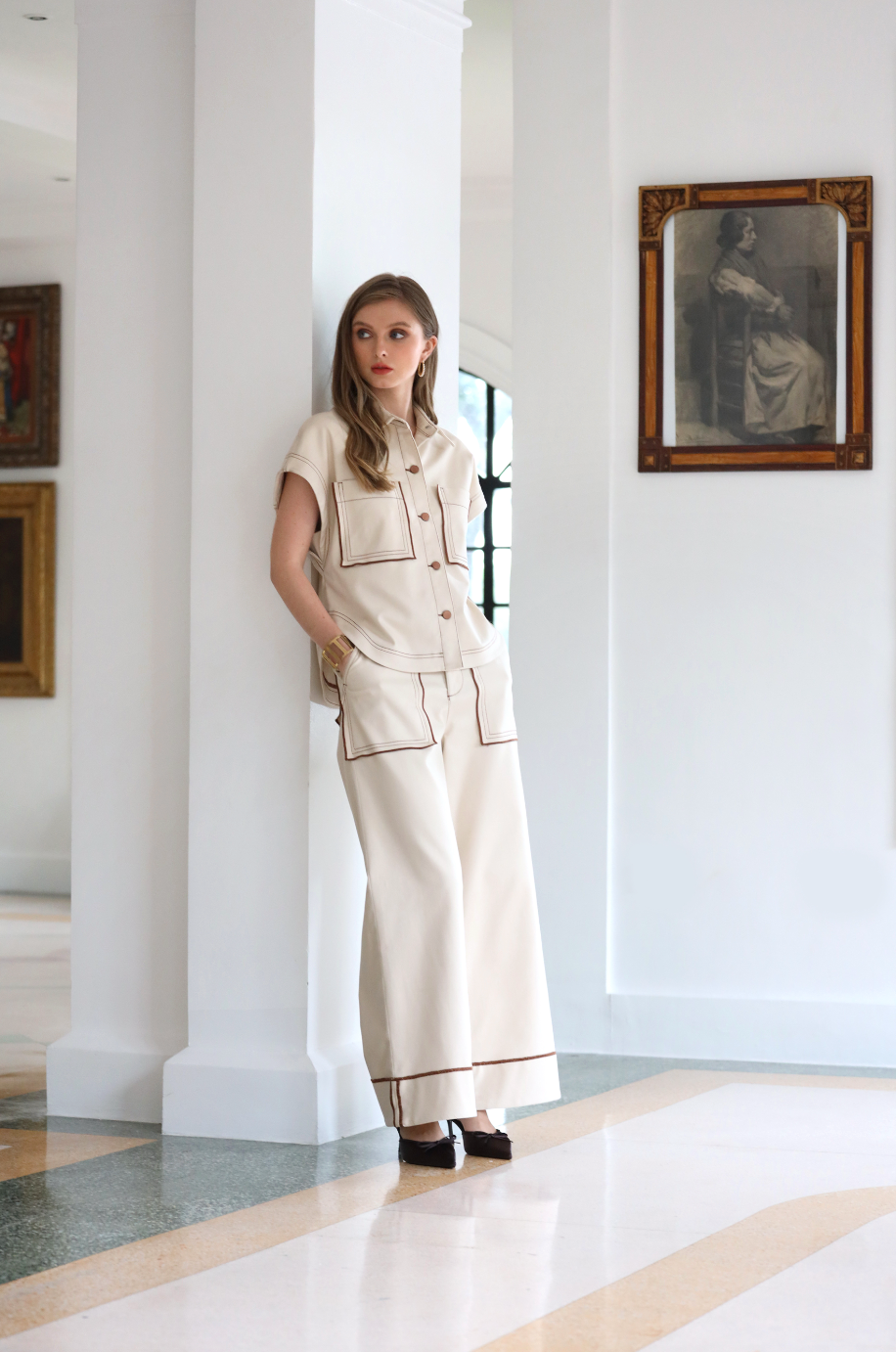 Damien Belted Wide-Leg Denim Pants