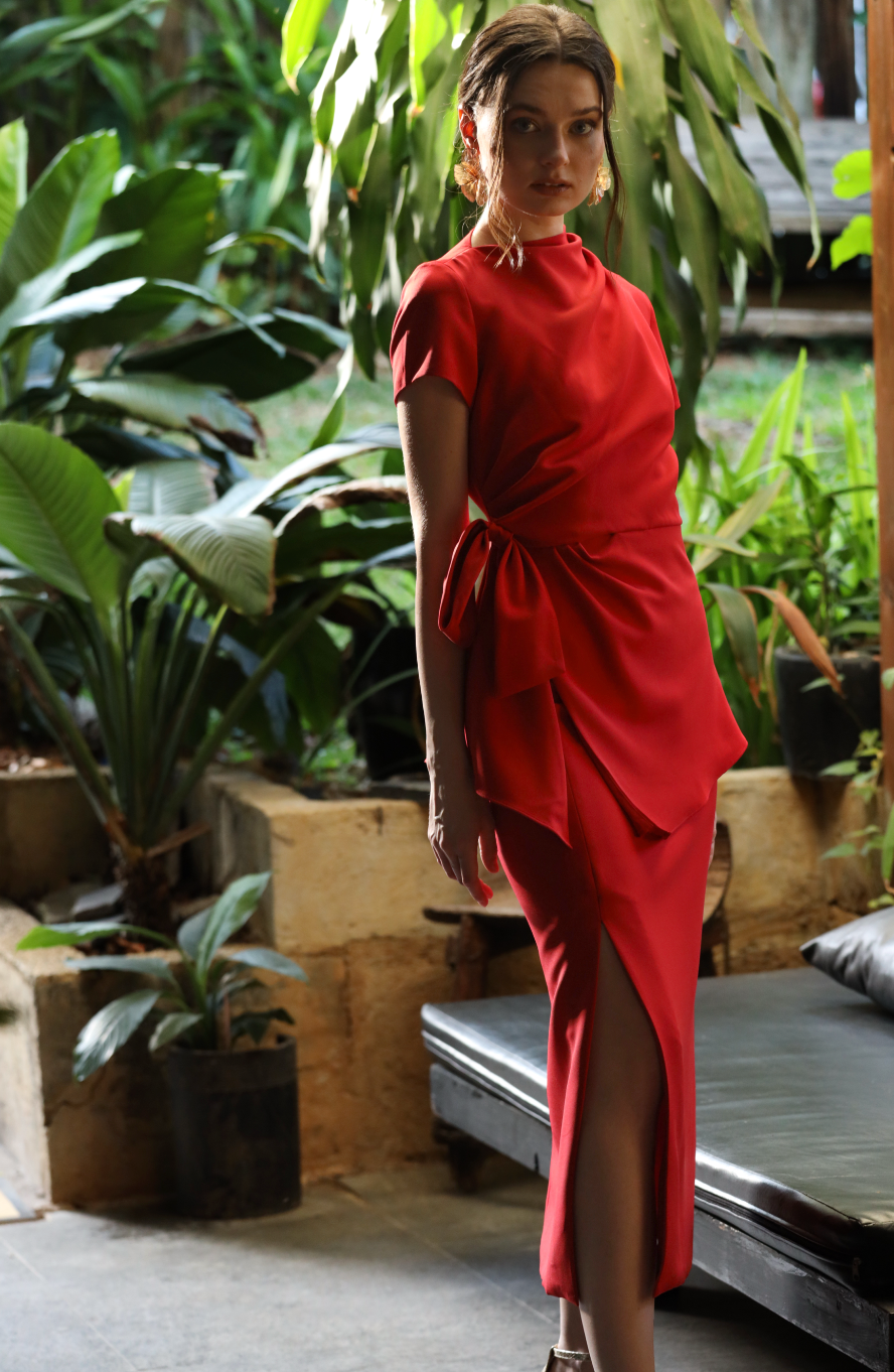 Dolores Midi Suiting Pencil Skirt