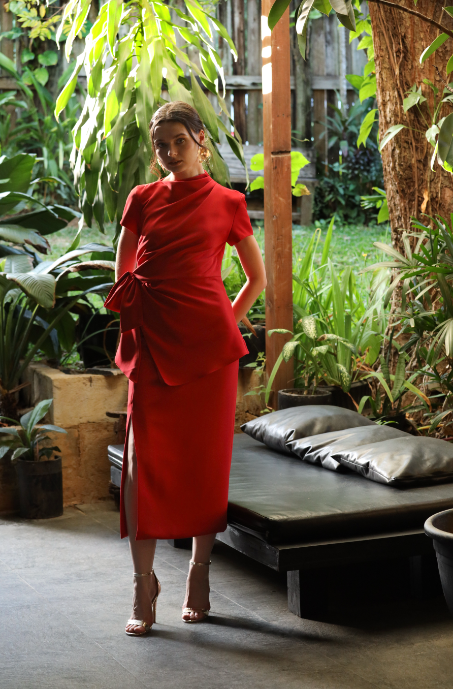 Dolores Midi Suiting Pencil Skirt