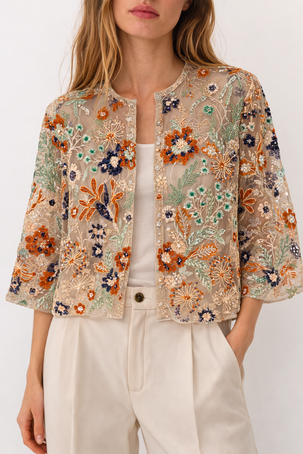 Islette Sequined Tulle Top