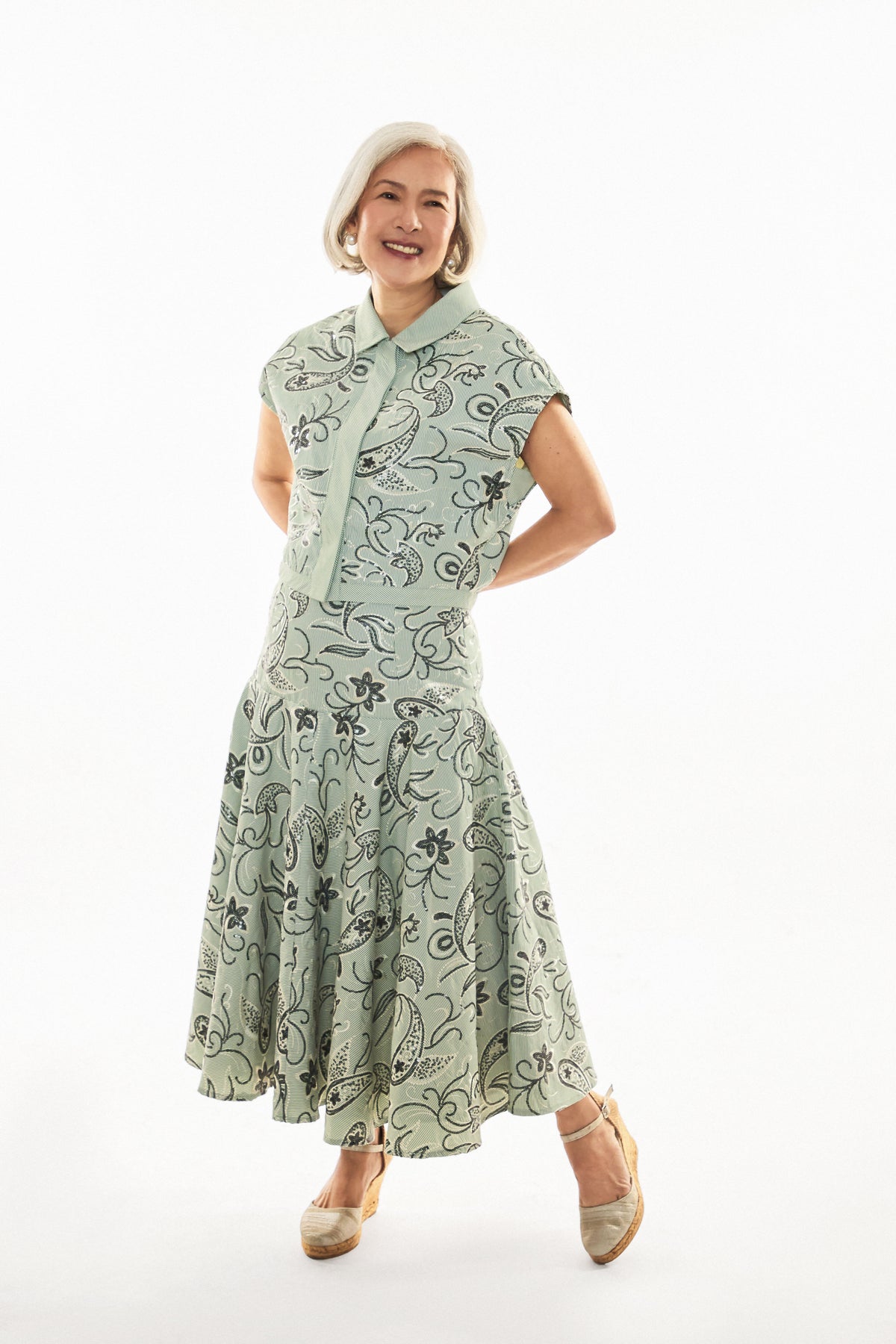 Lilian Cotton Stripes with Sequins Skirt