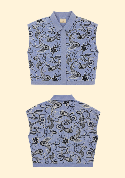 Lily Cotton Stripes with Sequined Paisley Top
