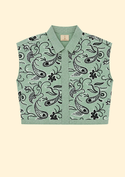 Lily Cotton Stripes with Sequined Paisley Top