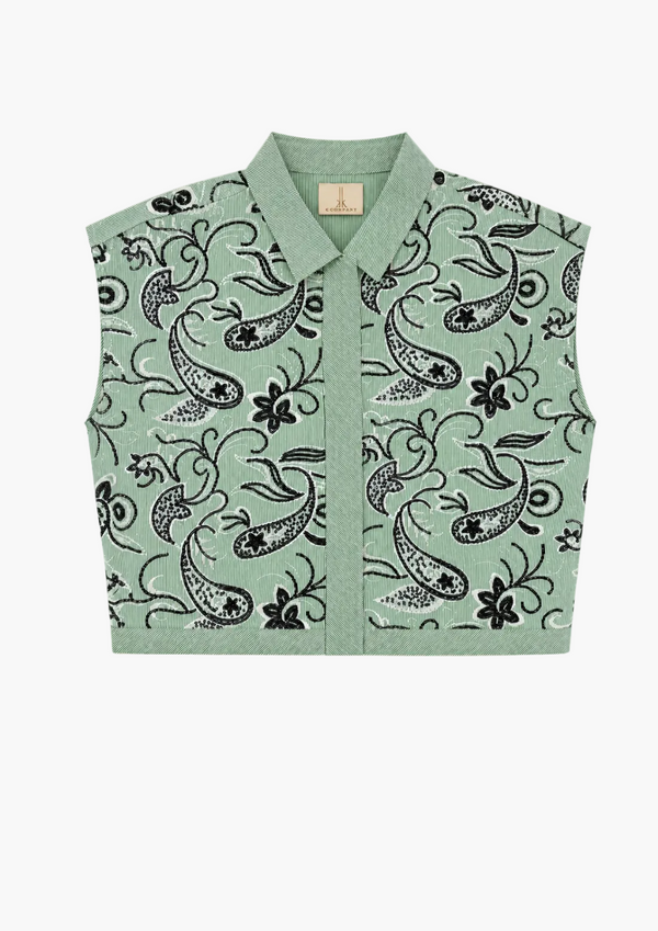 Lily Cotton Stripes with Sequined Paisley Top