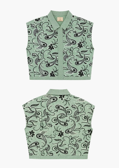 Lily Cotton Stripes with Sequined Paisley Top