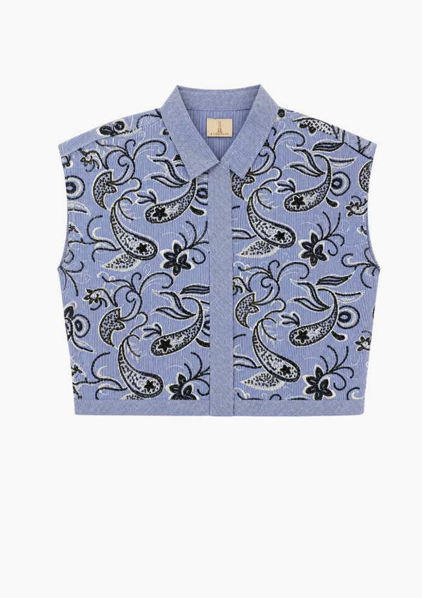Lily Cotton Stripes with Sequined Paisley Top