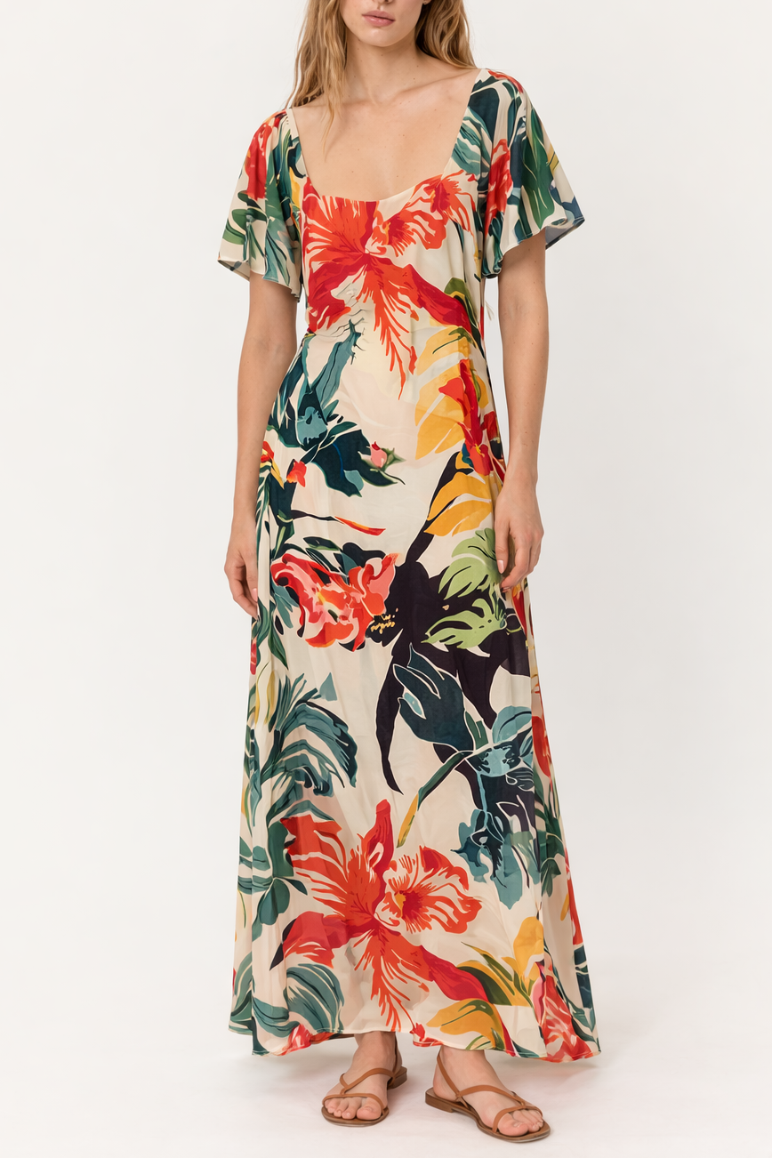 Solene Printed Polysilk Dress